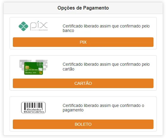 Opções de Pagamento