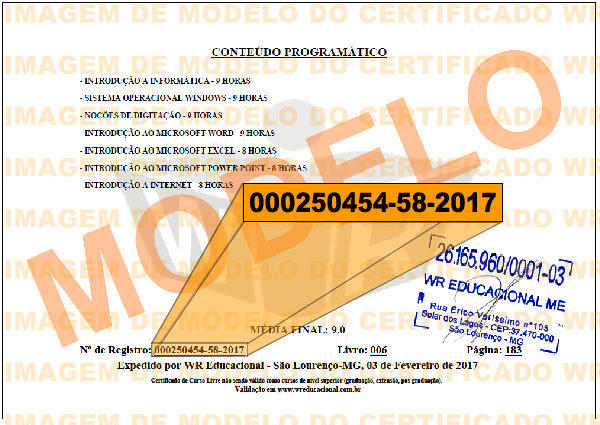Certificado Verso Modelo